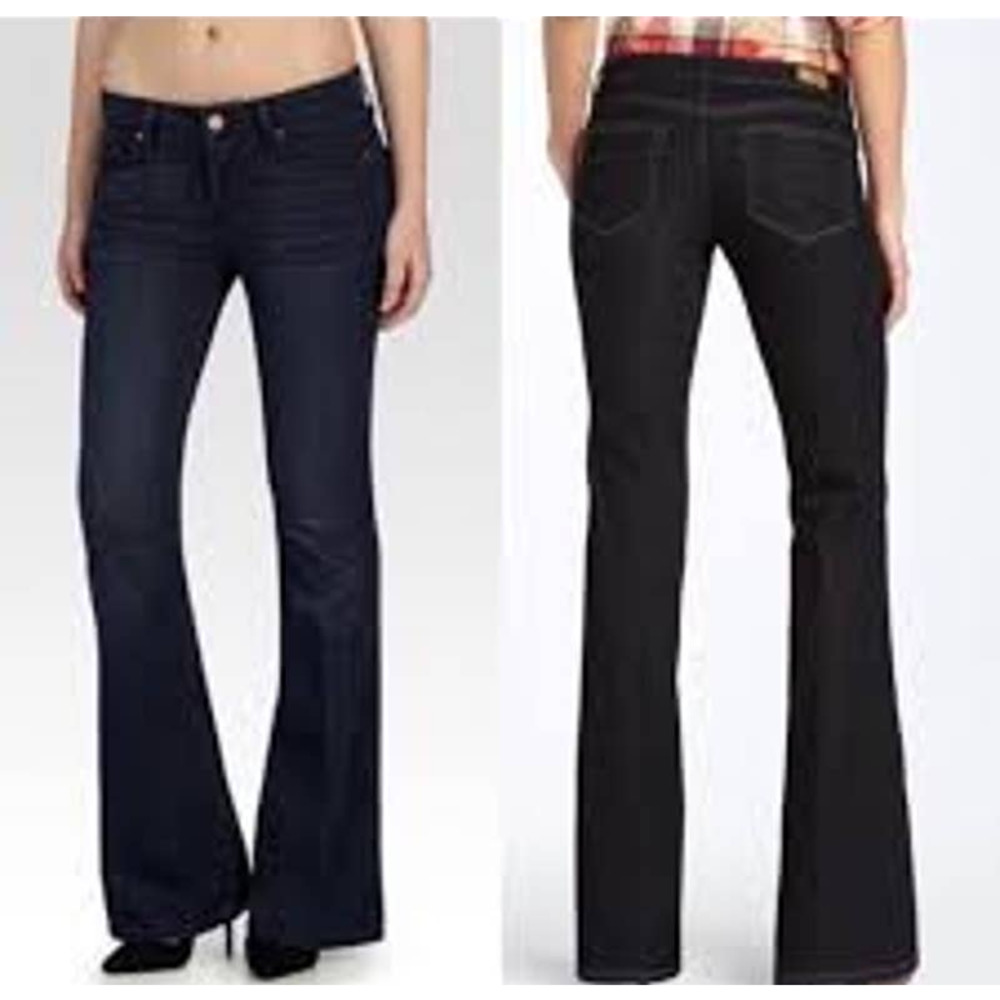 Paige Laurel Canyon Dark Wash Low Rise Boot Cut Jeans Size 24
